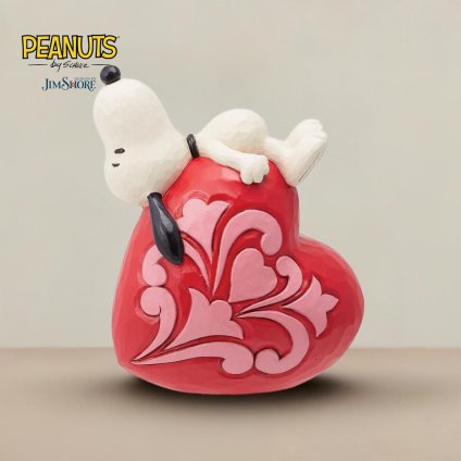 スヌーピー ハートに寝転がって 13cm | ジムショア ピーナッツ グッズ フィギュア 人形 置物 彫刻 Jim Shore 正規輸入品