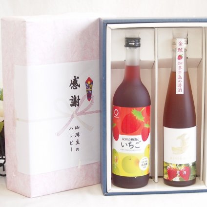 感謝の贈り物フルーツボックス2本セット(中野BC 紀州の梅酒といちご12度(和歌山県) 金鯱 知多半島の苺酒10度(愛知県)) 720ml×1本 500ml×1本