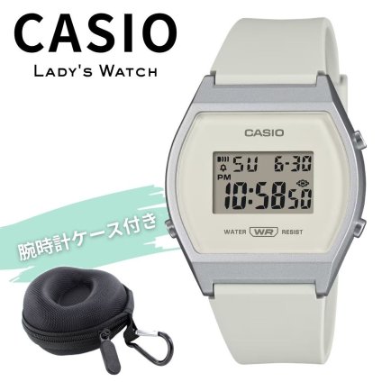 カシオ 腕時計 レディース ホワイト 白 シルバー デジタル 海外モデル 逆輸入 50m防水 ストップウォッチ タイマー LEDライト 小さめ 軽量 スポーツ 学生 仕事 誕生日 プレゼント ギフト CASIO 収納ケース付き 成人 卒業 入学