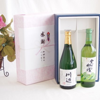 感謝の贈り物ボックス フルーティーな香り球磨焼酎と国産ワインセット(遅摘みロゼ 完熟甘口ワイン 甘口(山梨県)720ml純米焼酎川辺(熊本県)720ml
