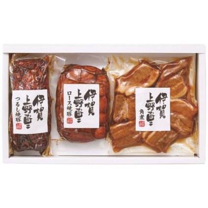 お歳暮・冬ギフト 伊賀上野の里 2種の焼豚&豚角煮セット (SAG-40) ※送料無料(北海道・沖縄・離島への配送不可)