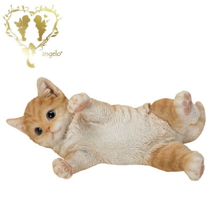 【横向きでじゃれる茶トラ猫】CAT　リビング　玄関　ガーデン 雑貨 オーナメント  おしゃれ置物 樹脂 お出迎え  おうち時間 WooBia