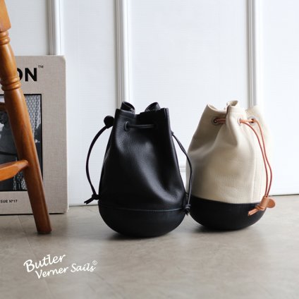 Butler Verner Sails バトラーバーナーセイルズ モールドレザー巾着 ALLレザーショルダー[巾着バッグ 革 巾着 レディース 日本製 本革 おしゃれ バッグ 巾着ポーチ] 即納