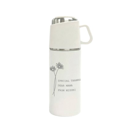 茶こし付き ワンプッシュ&カップ ボトル アイボリー 名入れ ワンタッチ 500ml 水筒 ステンレス ストレーナー 誕生日 母の日 入学祝い 保温保冷