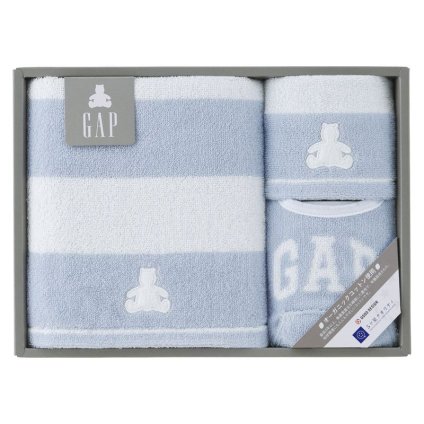 【ギフト対応無料】baby GAP ボーダーベア タオルセット ブルー (54-5039300P/B) ※送料無料(北海道・沖縄は除く)