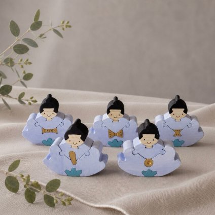 国産ヒノキの五人囃子組み木｜木製ひな人形・ひな祭り飾り｜桃の節句・雛飾り