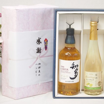 父の日贈り物 感謝の贈り物ボックス 国産ウィスキー 知多と国産ワインセット(信州シャインマスカット＆ナイアガラ スパークリングワインやや甘口(長野県)500ml知多シングルモルト700ml