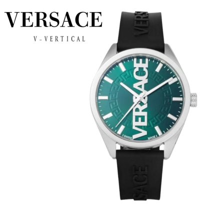 ヴェルサーチェ 腕時計 メンズ グリーン シルバー ブラック 42mm VERSACE V-VERTICAL シリコンベルト スイス製 メンズ腕時計 軽量 ブランド おしゃれ プレゼント ギフト 卒業 入学 お祝い