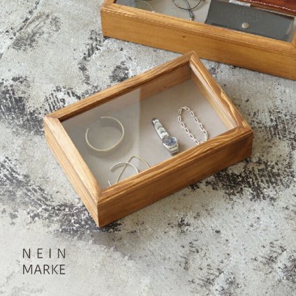 NEIN MARKE ナインマーケ パインスタッキング アクセサリーケース S[木製 アクセサリー ケース 木 蓋 ガラス ジュエリーケース ジュエリーボックス リング 指輪 腕時計 ネックレス 収納 おしゃれ]