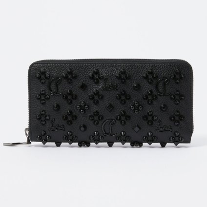 クリスチャンルブタン Christian Louboutin 3175224 長財布 レディース 財布 パネトーネ レザー ロング ラウンドファスナー スタッズ ギフト PANETTONE WALLET ブラック×ブラック