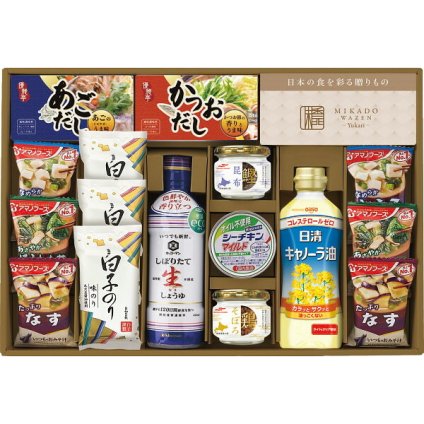 味香門和膳 ゆかり [26-2704-065] MKY-50N 調味料ギフト 生しょうゆ 味のり 鰹昆布 鶏そぼろ キャノーラ油 シーチキン だしの素 おみそ汁 詰め合わせ 贈り物 御中元 御歳暮 内祝い 出産 結婚 お返し ギフト