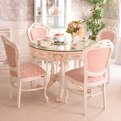 テーブル 6人用 幅160cm ダイニングテーブル 楕円形 チェア ROCOCO ダイニングセット 7点セット 160cm 楕円 ガラス付 イタリア製チェア ロココ調 姫系 猫脚 アンティーク調 ヨーロピ 新生活