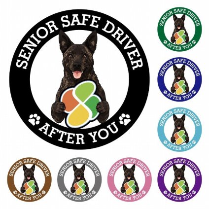 カーサイン 高齢者マーク SENIOR SAFE DRIVER 甲斐犬 ステッカー シール 直径13cm 肉球 日本製 車