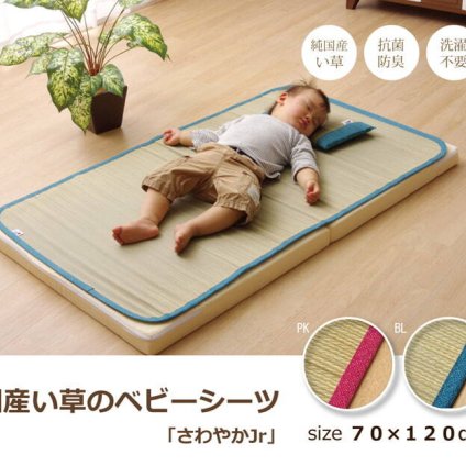 い草 シーツ い草シーツ ベビー キッズ ジュニア 寝ござ 『さわやか ネゴザ』 約70×120cm お子様にも安心 国産い草シーツ さわやかネゴザ 抗菌 防臭 綿 ラグ マット インテリア 敷物 綿100% やわらか 肌触り 耐久性 吸湿 弾力 ブルー 入学祝い