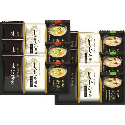 マルコメ フリーズドライみそ汁 有明海産味付海苔セット [26-2901-049] NTS-FS 味付のり しじみ醤油 みそ汁 詰め合わせ グルメ 食品 常温 保存食 非常食 惣菜セット 内祝い お返し お祝い ギフト 贈り物 プレゼント