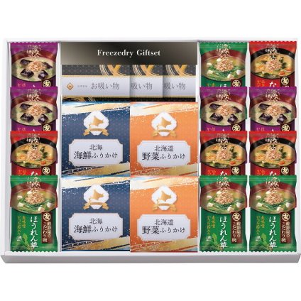 フリーズドライ 北海道ふりかけギフトセット [26-7612-126] FRD-A50 味噌汁 なす なめこ ほうれん草 ふりかけ お吸い物 詰め合わせ 常温 保存食 惣菜 贈り物 お祝い お返し 内祝い 出産 結婚 快気 プレゼント ギフト