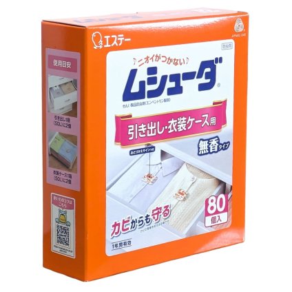 ムシューダ　引出、衣装ケース用　防虫剤　無香タイプ　80個入り　1年間有効　取替えサイン付き