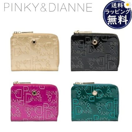 【無料ラッピング】 ピンキーダイアン PinkyDianne 折り財布 L字ファスナー リッチフレイバー ロゴ エナメル レディース レディースpdb522214