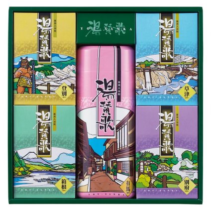 実りの秋の贈り物 薬用入浴剤 湯･賛歌ギフト セット内容/薬用入浴剤（登別･草津･箱根･別府）（各25g×3包）･薬用入浴剤（有馬）（500g）×各1