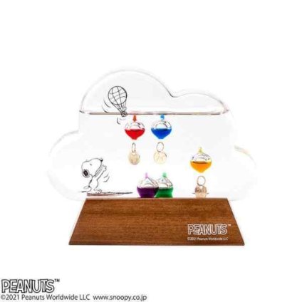 スヌーピー ガリレオ温度計 クラウド ガラスフロート ピーナッツ PEANUTS 雲型 卓上 置物 サイエンス インテリア 木製 ウッド 北欧 おしゃれ かわいい モダン 新築祝い 結婚祝い 誕生日 プレゼント ギフト