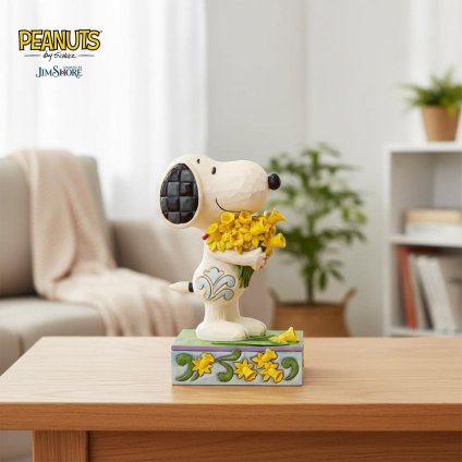 スヌーピー ウィズ ダフォディルズ 13cm | ジムショア ピーナッツ グッズ フィギュア 人形 置物 彫刻 Jim Shore 正規輸入品
