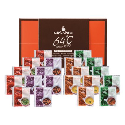 64℃ スープギフト  ／スープ 洋風惣菜 惣菜・レトルト 食品 お中元 御中元 ギフト 暑中 残暑 お盆 初盆 新盆 お供 御供 ギフト 2026 送料無料 ギフト プレゼント プチギフト 内祝い 快気祝い 出産祝い 結婚祝い 引出物 新築祝い お返し