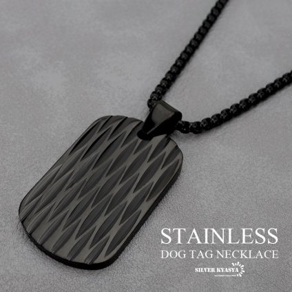 ステンレス シンプル ドッグタグネックレス 刀痕 模様 かっこいい メンズネックレス ブラック 黒 プレートネックレス ペンダント チェーン付き 男性