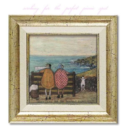 ユーパワー アートフレーム サムトフト ピクニックの穴場を探そう ST-04052  絵 絵画 海 夫婦 犬 イヌ dog