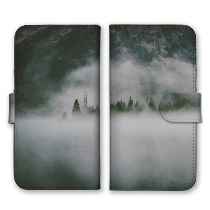 ＼全機種対応／ スマホケース 手帳型 スマホカバー 手帳タイプ スマートフォン ケース カバー 写真 風景 山 森 大自然 霧 北欧 シック おしゃれ かっこいい カードホルダー付き カード収納 合皮 合成レザー