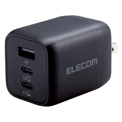 実りの秋の贈り物 AC&USB充電器65W ELECOM ブラック 約5.2×3.8×4.05cm 0.1kg プラスチック･金属