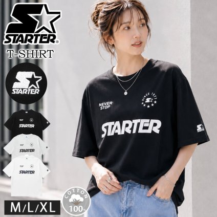 STARTER スターター Tシャツ レディース メンズ 半袖 綿100% ロゴ プリント ワンポイント刺繍 コットン 無地 ストリート カジュアル スポーティ 春 夏 秋 M L XL 大きいサイズ ユニセックス 2026SS karlas
