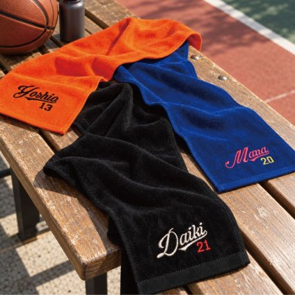 【名入れ 刺繍】名前入り マフラータオル《スポーツライン》(タオル 名入れタオル スポーツタオル スポーツ 部活 クラブ チーム 卒団記念 卒団 記念品 かっこいい シンプル オリジナル 体育祭 イベント 応援 サークル チームタオル ロングタオル 無地) 160