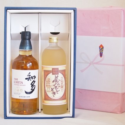 実りの秋の贈り物 感謝贈り物ボックス 洋酒焼酎2本セット（ウイスキー知多700ml 長期熟成麦焼酎夢のひととき720ml）