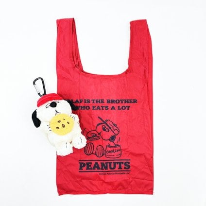 スヌーピー ぬいぐるみエコバッグ オラフ レッド お買い物 かばん マスコット カラビナ付き SNOOPY
