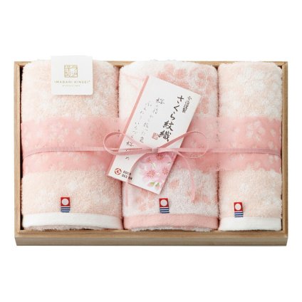 実りの秋の贈り物 桜染めフェイスタオル2P&ウォッシュタオル（木箱入） 今治謹製 フェイスタオル:34×75cm、ウォッシュタオル:34×34cm 0.5kg 綿100%