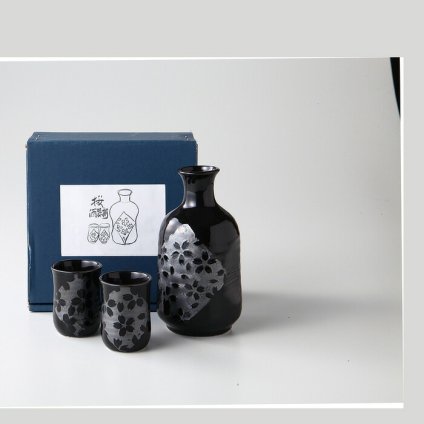 銀彩桜　酒器揃 磁器 美濃焼 やきものの里から、暮らしを贈ります。　ギフト 食器 セット テーブルウェア