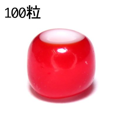 ビーズ 約6mm 100粒 ホワイトハーツ レッド(赤色) ガラス パーツ インディアン ハンドメイド チェコ産 parts92