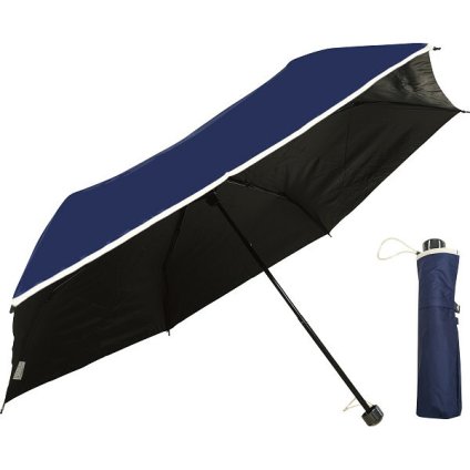 【直送】ノーブランド 裏黒コーティング [26-0354-148] 裾パイピング55cm晴雨兼用傘 ネイビー 折りたたみ傘 日傘 雨傘 1級遮光 UVカット 撥水 手開き式 レディース ギフト