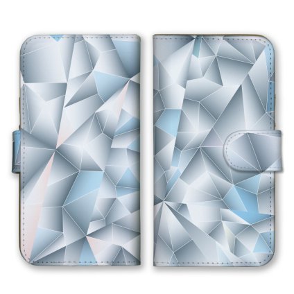 ＼全機種対応／ スマホケース 手帳型 スマホカバー 手帳タイプ スマートフォン ケース カバー 3D風 ポリゴン 多角形 ブルー系 かわいい おしゃれ かっこいい カードホルダー付き カード収納 合皮 合成レザー