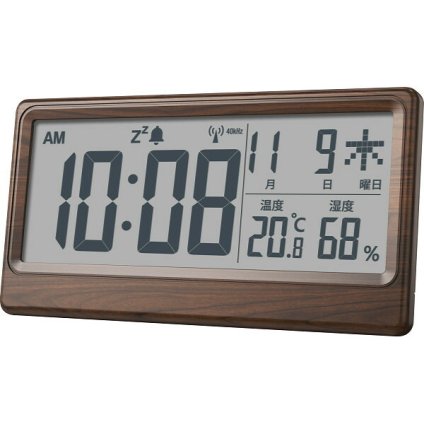 【直送】アデッソ ADESSO 温湿度表示付き電波時計 [26-0248-062] YH-59 デジタル 置き時計 壁掛け時計 カレンダー表示 アラーム スヌーズ 木目調デザイン おしゃれ シンプル 新生活 お祝い ギフト プレゼント
