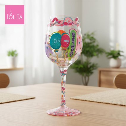 Lolita ワイングラス It's My Birthday 22.8cm 私の誕生日 | かわいい おしゃれ ポップ モダン デザイン食器 アート ロリータ･ヤンシー 正規輸入品