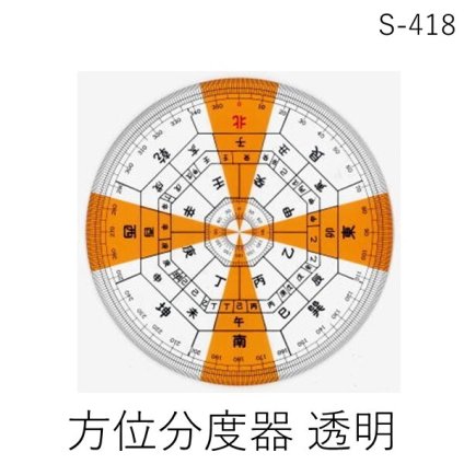 井上製作所 S-418 方位分度器 透明 １８ｃｍ全円分度器に東西南北、干支 による 方位 を付した 分度器 S418 S418