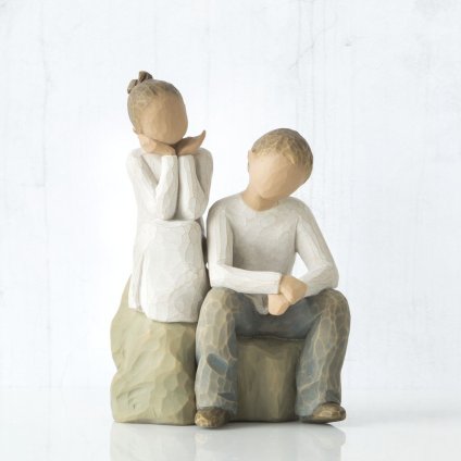 ウィローツリー彫像 Brother and Sister - 兄弟姉妹 14cm 2人組 子供 | おしゃれ 置物 彫刻 人形 インテリア スーザン･ローディ 正規輸入品