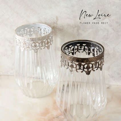 New Loire ロワール Flower Vase Rect[アンティーク 花瓶 おしゃれ ガラス ブーケ フラワーベース 雑貨 レトロ インテリア インテリア雑貨 枝物 花器 置物 花びん 一輪挿し 枝 大きめ かわいい 北欧 花束]