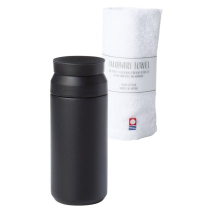 AMli HOME ボトル340ml&今治タオル ブラック  ／水筒 キッチン用品 敬老の日 プレゼント ギフト お彼岸 お供え 秋 2026 送料無料 ギフト プレゼント プチギフト 内祝い 快気祝い 出産祝い 結婚祝い 引出物 新築祝い お返し