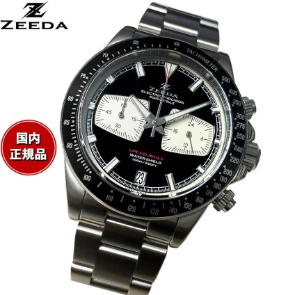 ジーダ ZEEDA スピードウルフ SPEED-WOLF PIANO BLACK 腕時計 メンズ メカニカルクォーツ クロノグラフ SPW-PBK