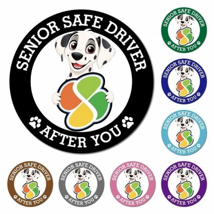 カーサイン 高齢者マーク SENIOR SAFE DRIVER ダルメシアン マグネット 強力 直径13cm 肉球 日本製 車 ステッカー
