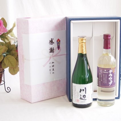 感謝の贈り物ボックス フルーティーな香り球磨焼酎と国産ワインセット(山梨県産葡萄使用 デラウエア白ワイン やや辛口(山梨県)720ml純米焼酎川辺(熊本県)720ml