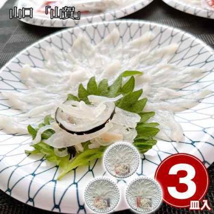 山口 山賀 国産 養殖 トラフグ刺身 ふぐ フグ 熟練職人 盛り付け 3皿セット 冷凍 料亭 本格 贅沢