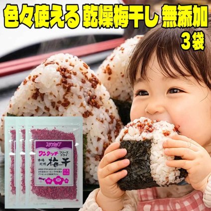 敬老の日 色々使える 無添加 紀州産乾燥梅干し 38g×3袋 送料無料 干し梅 国産 フリーズドライ うめぼし 乾燥 梅干 梅 ふりかけ ご飯のお供 おにぎり 塩分補給 熱中症対策 常温保存 疲労回復 食品 食欲増進 自然食品 長期保存 保存食 お試し ポイント消化 買い回り
